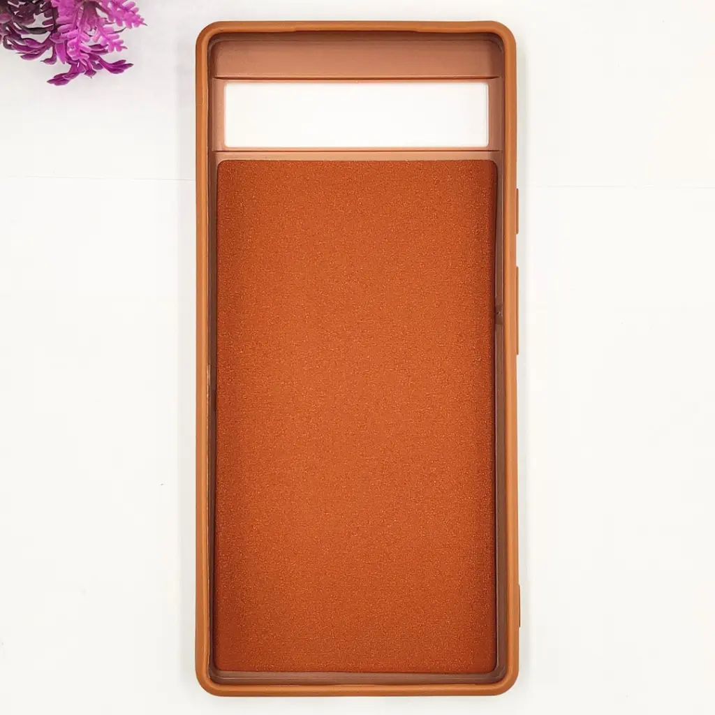 Google Pixel 6A 3D Polo Leather Carbon Fiber Texture With Magsafe Wireless Charging Compatible Back Case (Brown)