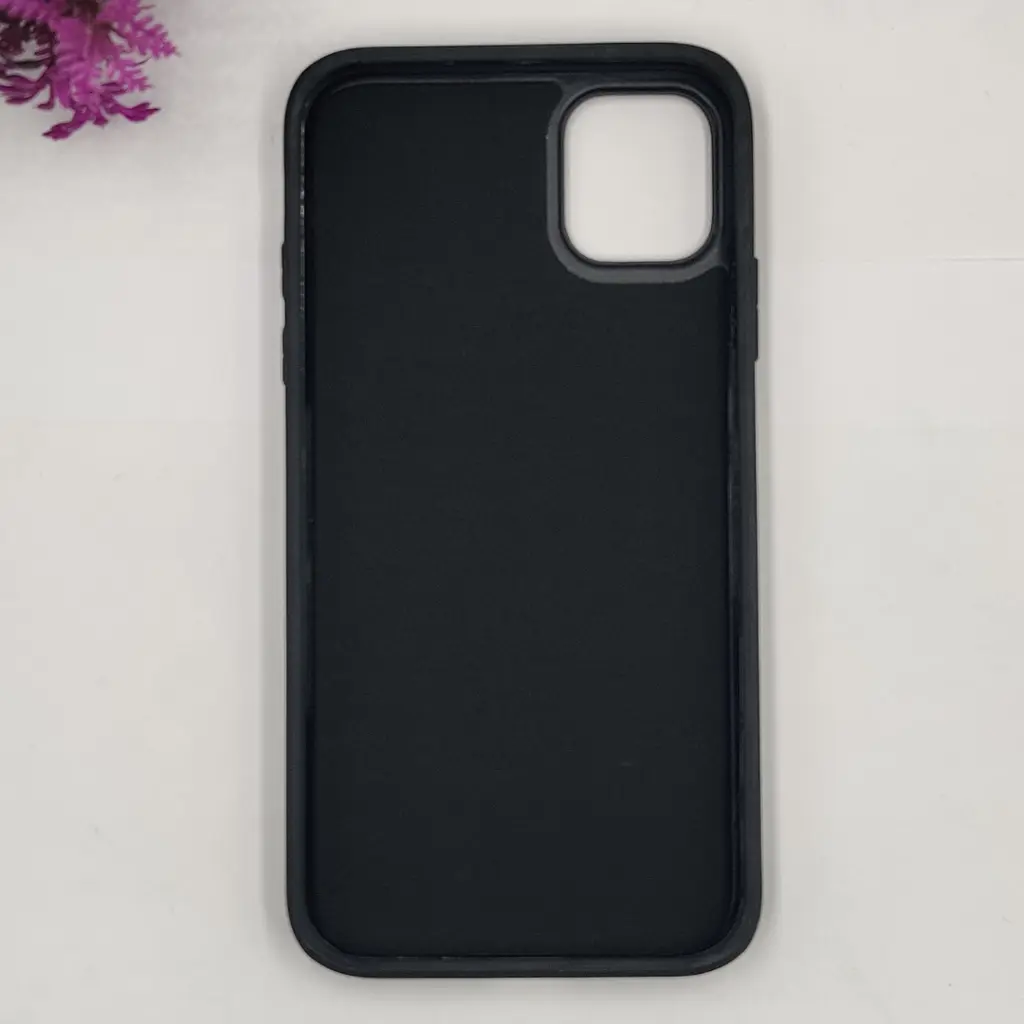 iPhone 11 3D Polo Leather Carbon Fiber Texture With Magsafe Wireless Charging Compatible Back Case (Black)