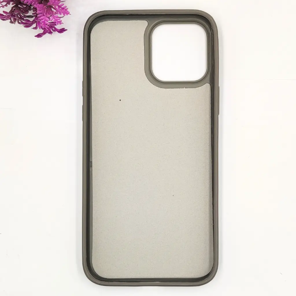 iPhone 13 Pro Max 3D Polo Leather Carbon Fiber Texture With Magsafe Wireless Charging Compatible Back Case (Gray)