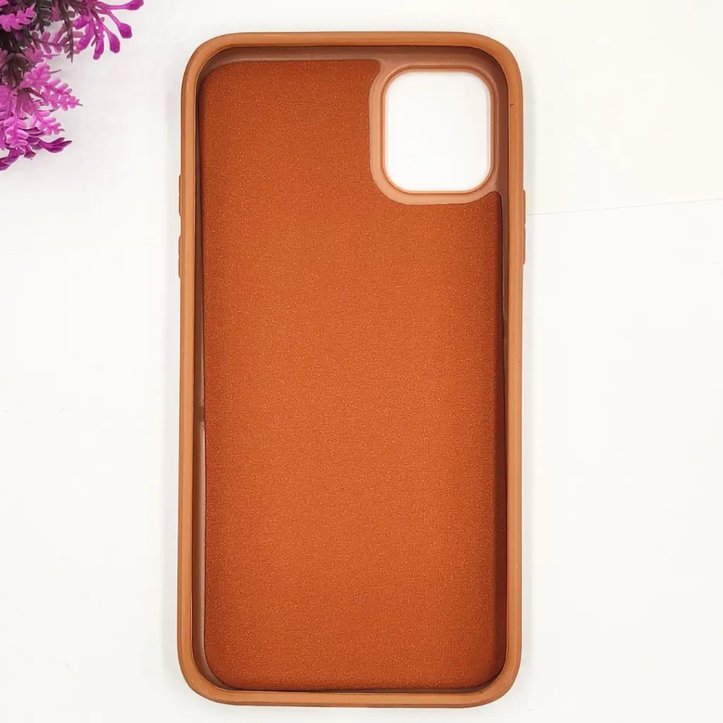  iPhone 11 Built-in Magnetic Ring Premium Leather With Velvet Feel Back Case (Dark Brown)