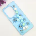 Infinix Note 50 4G|Note 50 Pro 4G Fancy Ladies Soft Silicone Decorative Stones & Fancy Chain Mobile Back Case (Sky Blue)