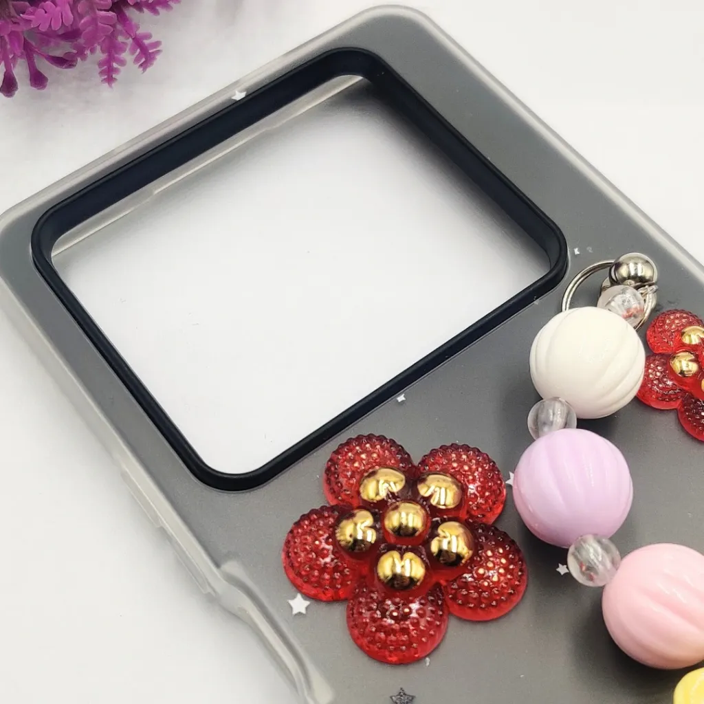 Infinix Note 40 4G Fancy Ladies Soft Silicone Decorative Stones & Fancy Chain Mobile Back Case (Gray)