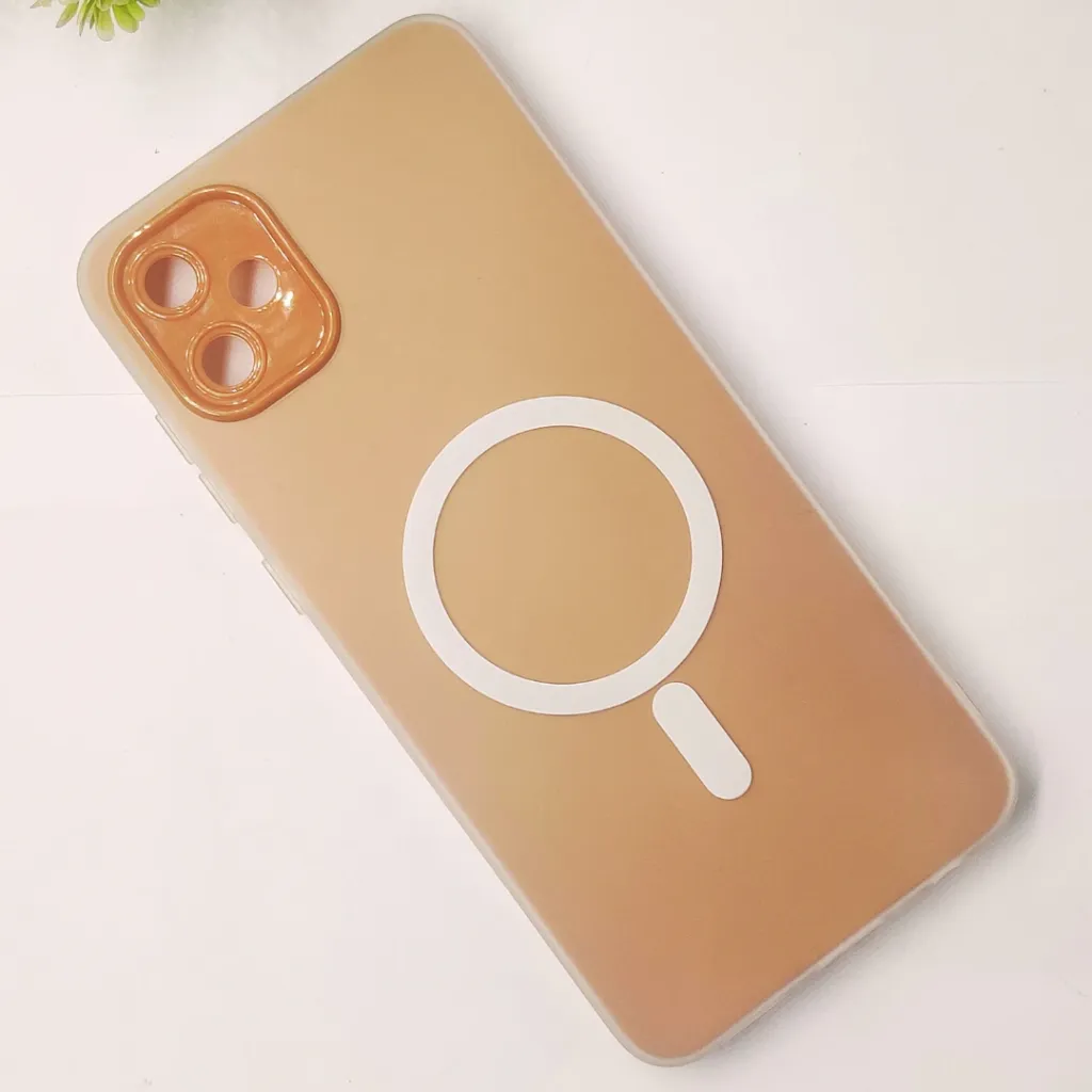 Samsung Galaxy A05 Matte Paper With Mage Safe Logo Mobile Back Case (Brown)