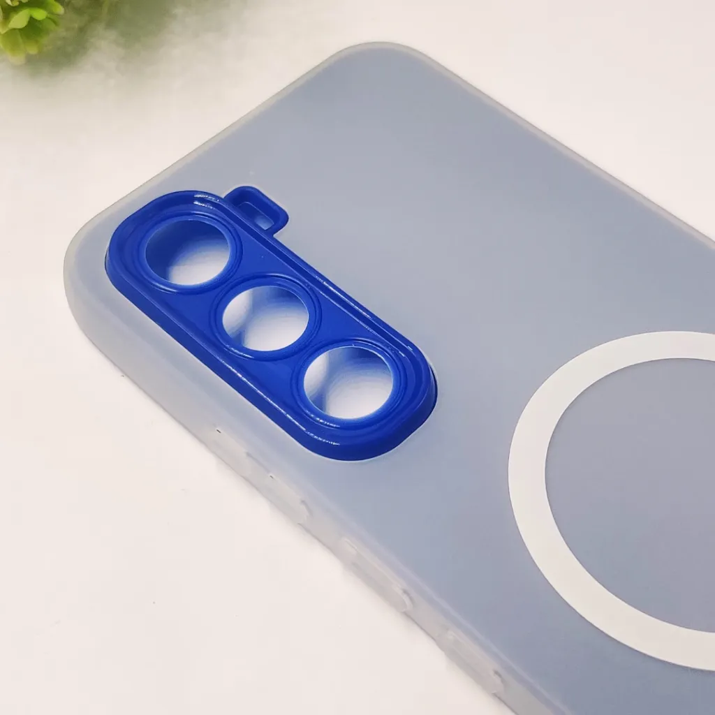 Infinix HOT 60 Pro Matte Paper With Mage Safe Logo Mobile Back Case (Blue)