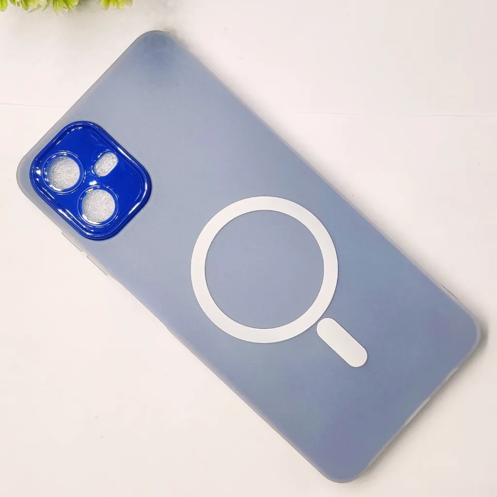 Samsung Galaxy A07 Matte Paper With Mage Safe Logo Mobile Back Case (Blue)