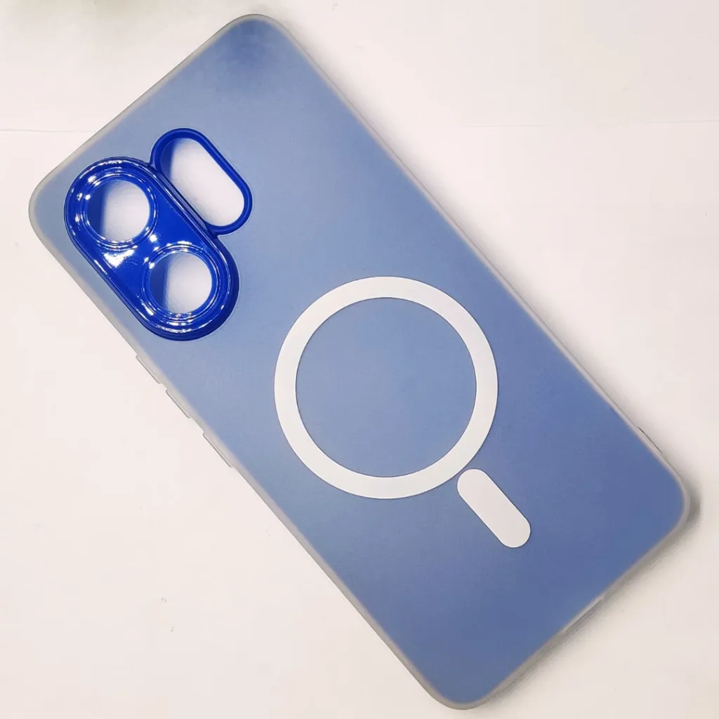 Vivo V60 5G Matte Paper With Mage Safe Logo Mobile Back Case (Blue)