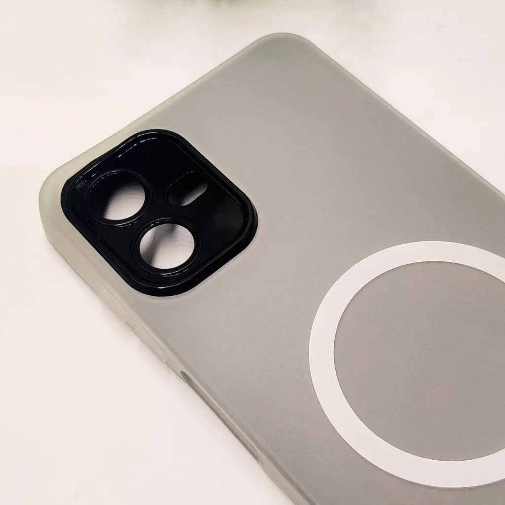 Samsung Galaxy A06 Matte Paper With Mage Safe Logo Mobile Back Case (Black)