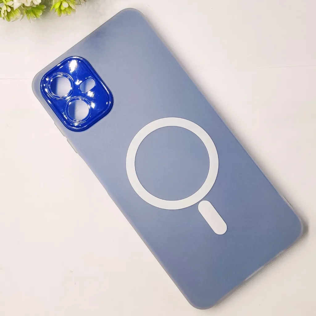 Samsung Galaxy A06 Matte Paper With Mage Safe Logo Mobile Back Case (Blue)