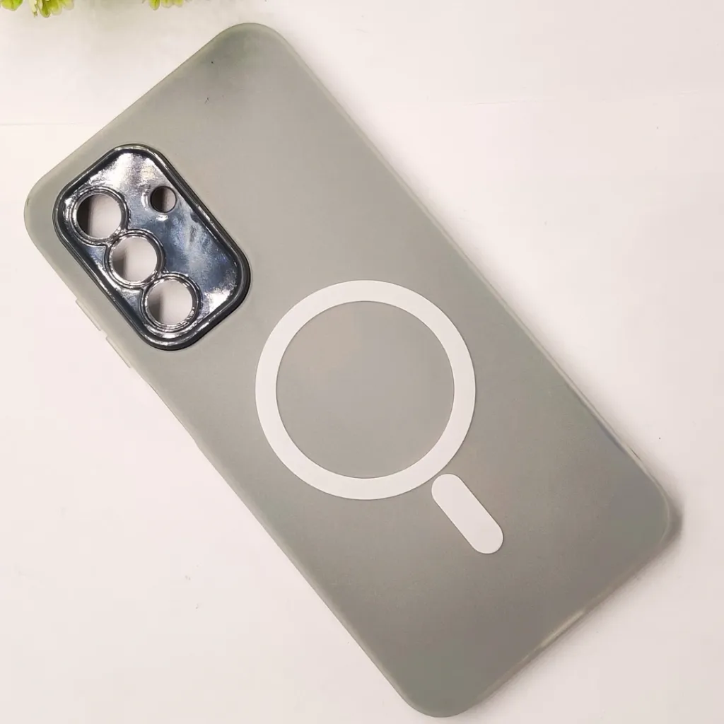 Samsung Galaxy A17 Matte Paper With Mage Safe Logo Mobile Back Case (Gray)