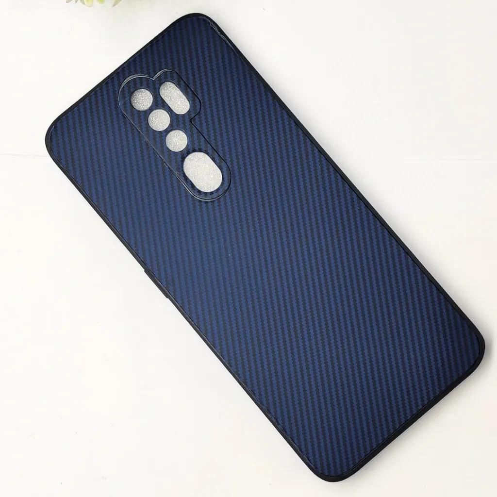 Oppo A5 2020|A9 2020 3D Carbon Fiber Texture Leather Back Case (Navy Blue)