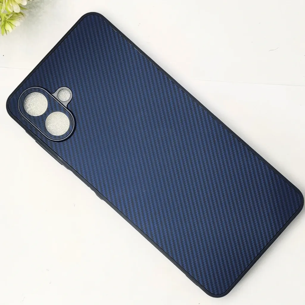Samsung Galaxy A07 4G 3D Carbon Fiber Texture Leather Back Case (Navy Blue)