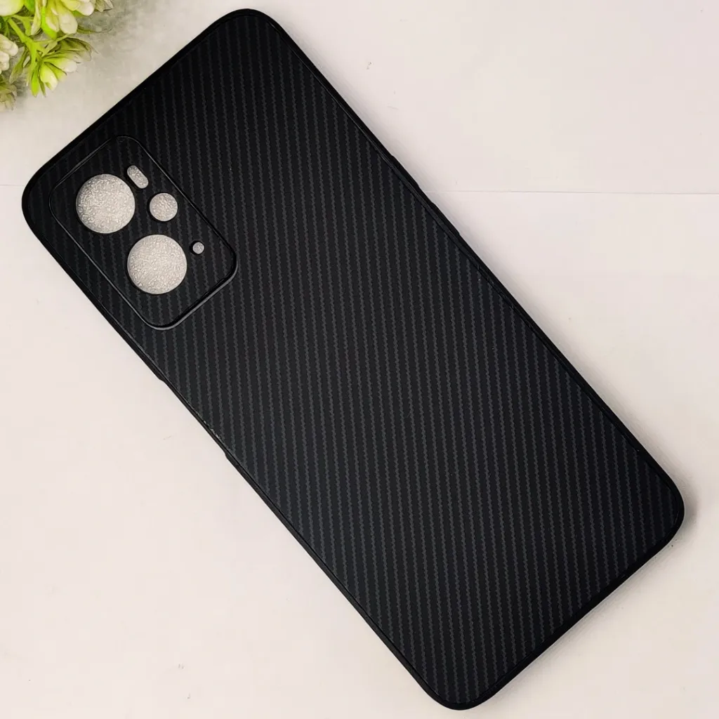 Oppo A76|A96|A36|Realme 9i 3D Carbon Fiber Texture Leather Back Case (Black)