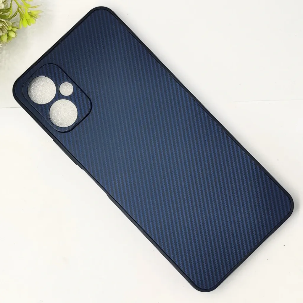 Tecno Camon 19 Neo 3D Carbon Fiber Texture Leather Back Case (Navy Blue)