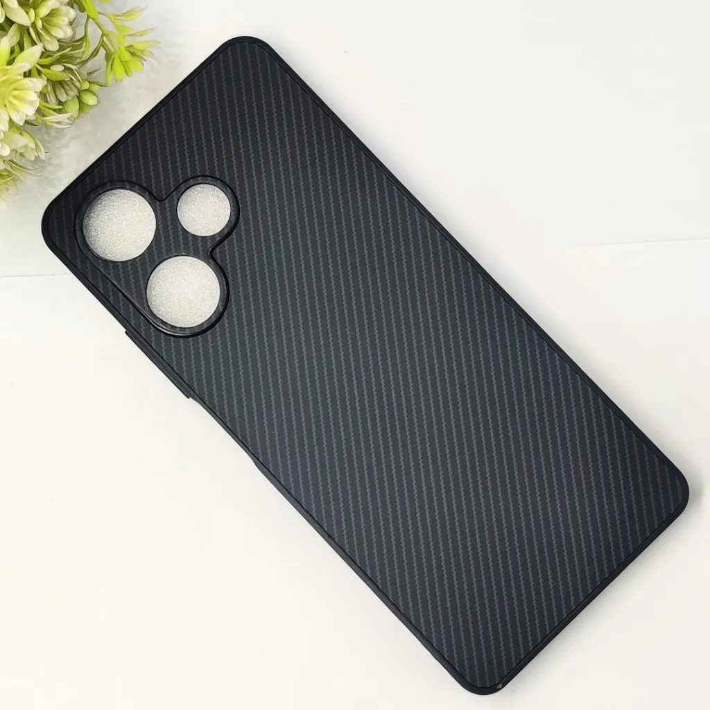 Infinix Hot 30 3D Carbon Fiber Texture Leather Back Case (Black)