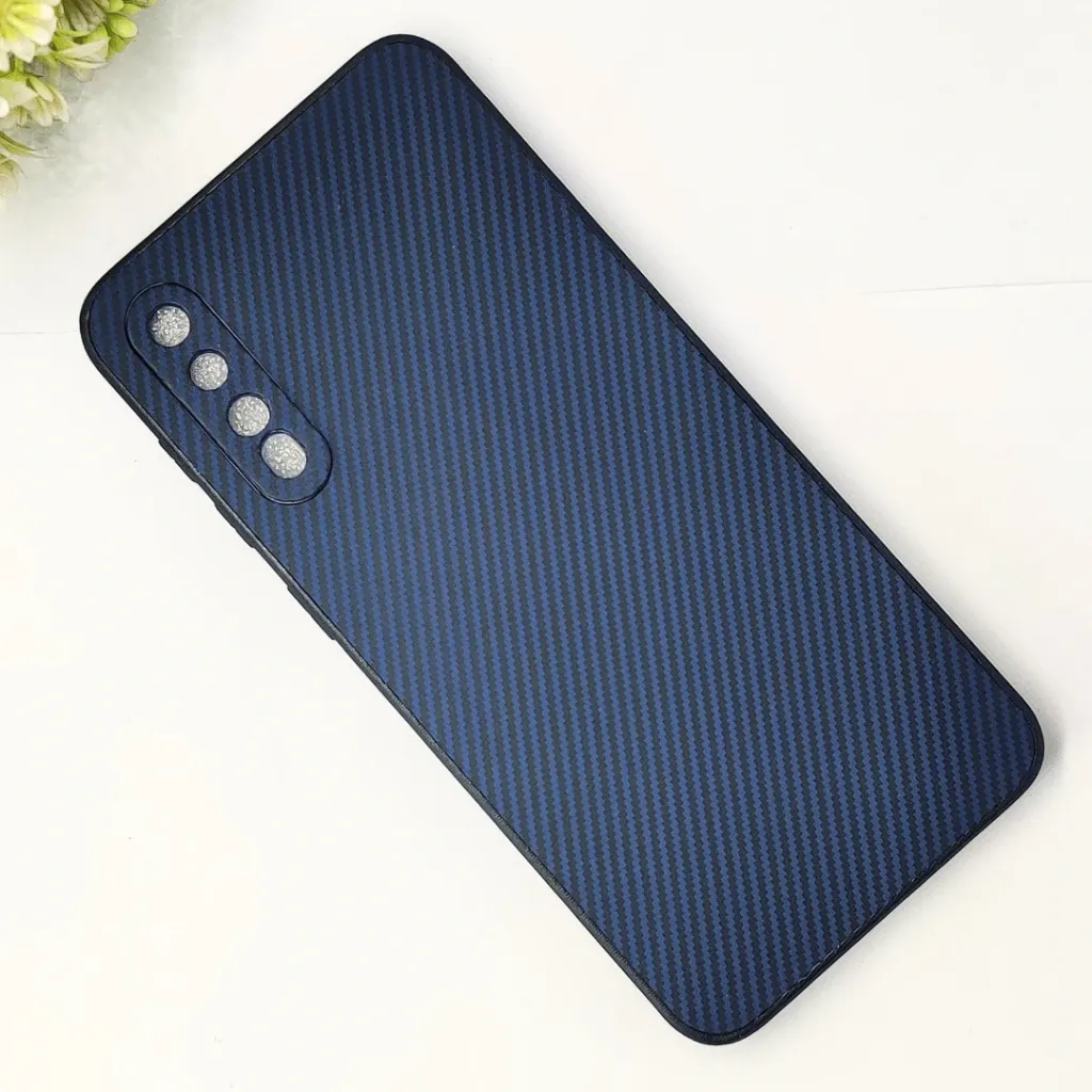 Samsung Galaxy A30s|A50|A50s 3D Carbon Fiber Texture Leather Back Case (Navy Blue)