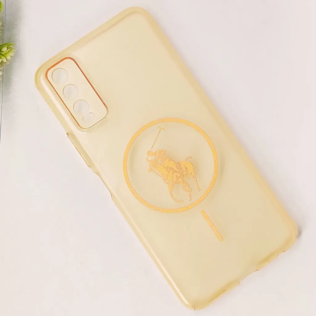 Vivo Y20|Y20i|Y20S|Y12S|Y12A 3D Matte Acrylic Side Cutt With Polo Magsafe Printed Back Case (Yellow)