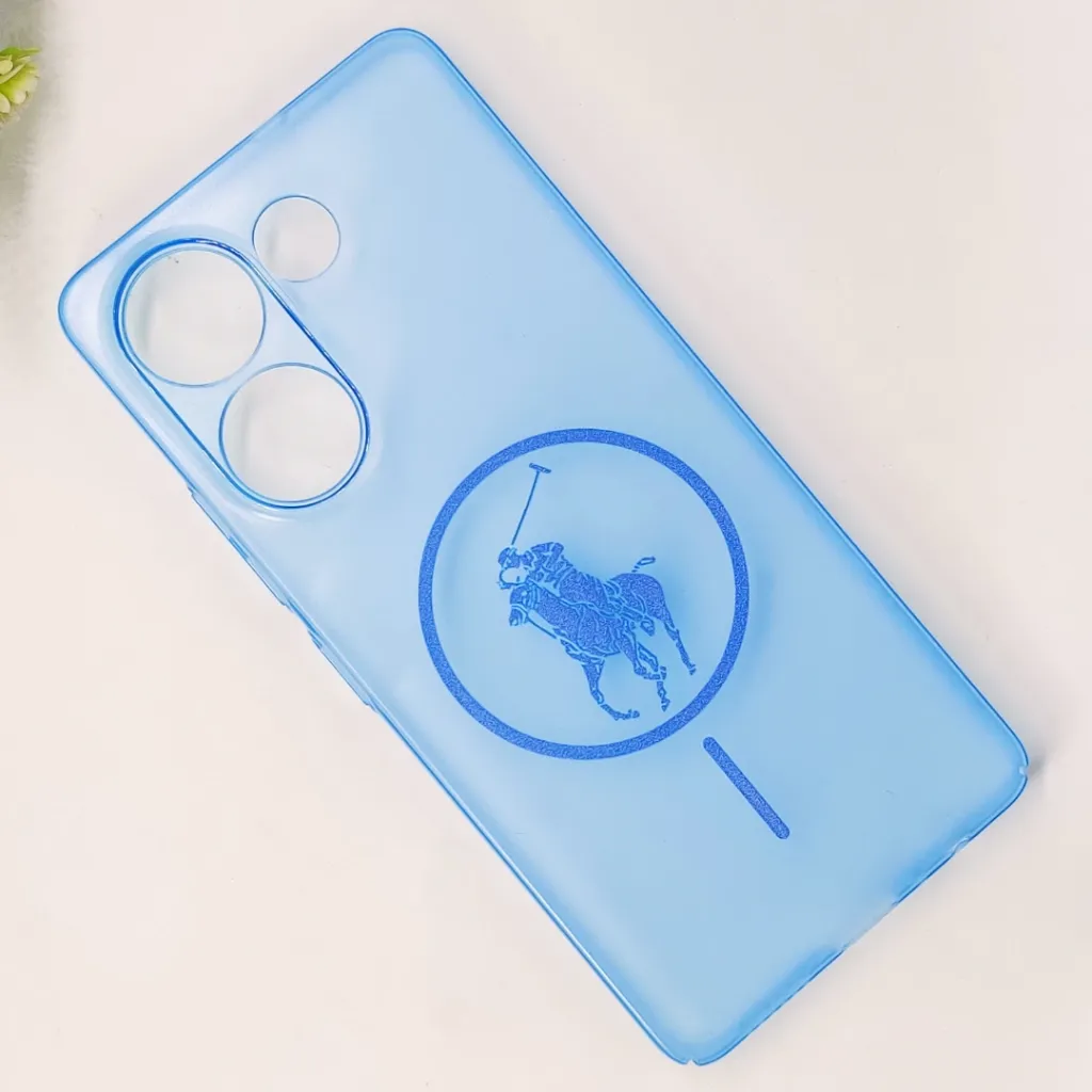 Tecno Camon 20|20 Pro 3D Matte Acrylic Side Cutt With Polo Magsafe Printed Back Case (Blue)