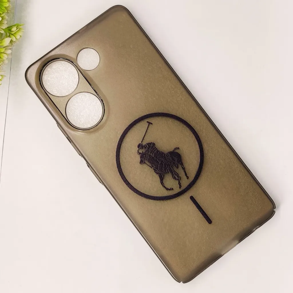 Tecno Camon 20|20 Pro 3D Matte Acrylic Side Cutt With Polo Magsafe Printed Back Case (Black)