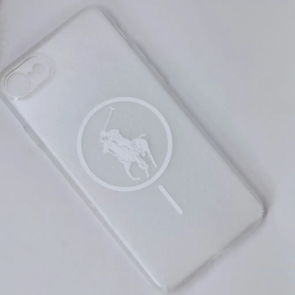 iPhone 7G|8G|6G|SE 2020 3D Matte Acrylic Side Cutt With Polo Magsafe Printed Back Case (Crystal)