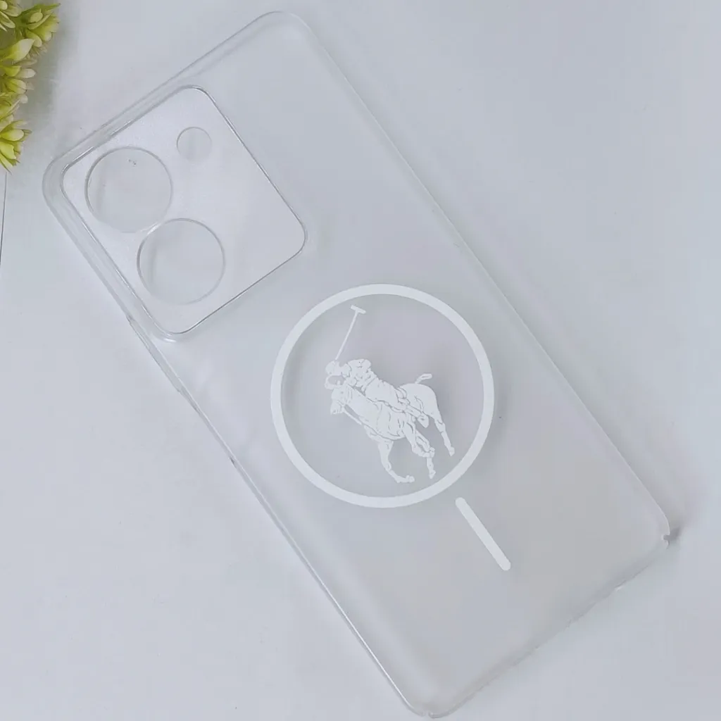 Vivo Y36 4G|5G|Y27s 3D Matte Acrylic Side Cutt With Polo Magsafe Printed Back Case (Crystal)