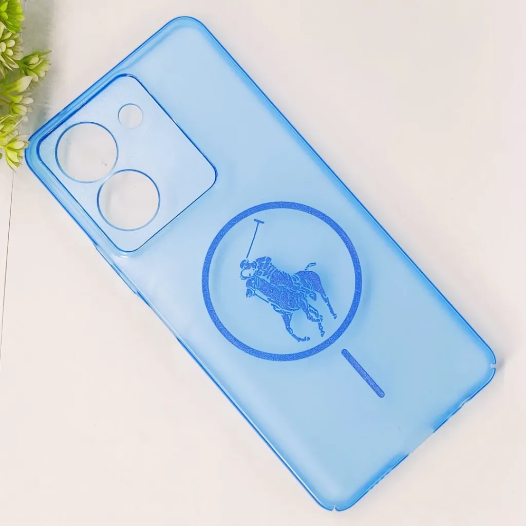 Vivo Y36 4G|5G|Y27s 3D Matte Acrylic Side Cutt With Polo Magsafe Printed Back Case (Blue)