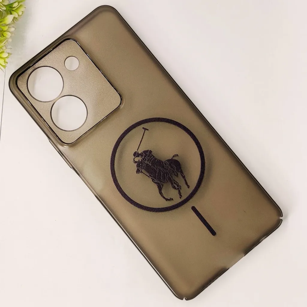 Vivo Y36 4G|5G|Y27s 3D Matte Acrylic Side Cutt With Polo Magsafe Printed Back Case (Black)