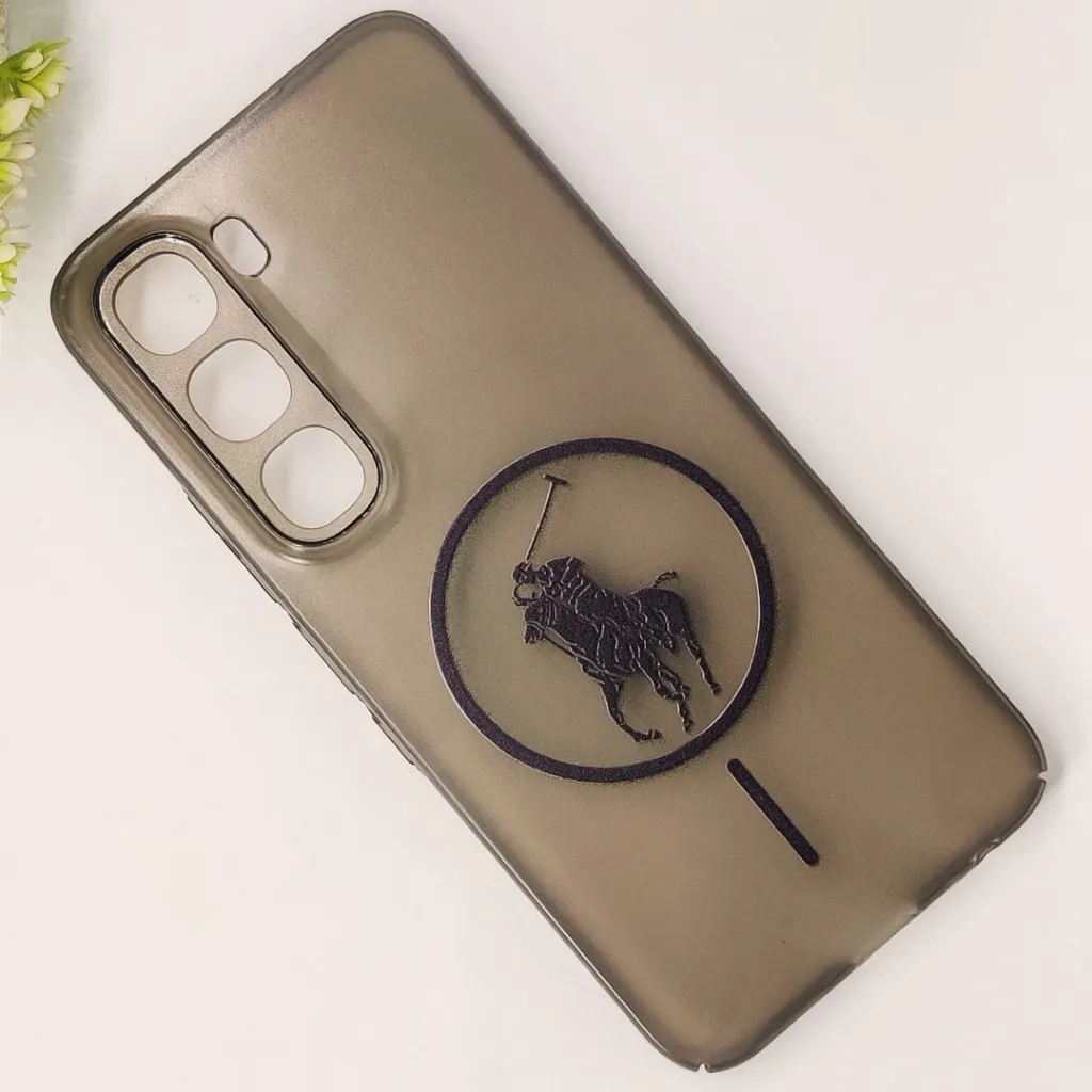 Infinix Hot 60 Pro 3D Matte Acrylic Side Cutt With Polo Magsafe Printed Back Case (Black)