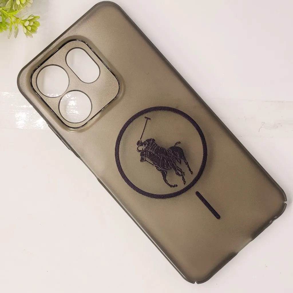 Infinix HOT 50i|Smart 9|Smart 9 HD 3D Matte Acrylic Side Cutt With Polo Magsafe Printed Back Case (Black)