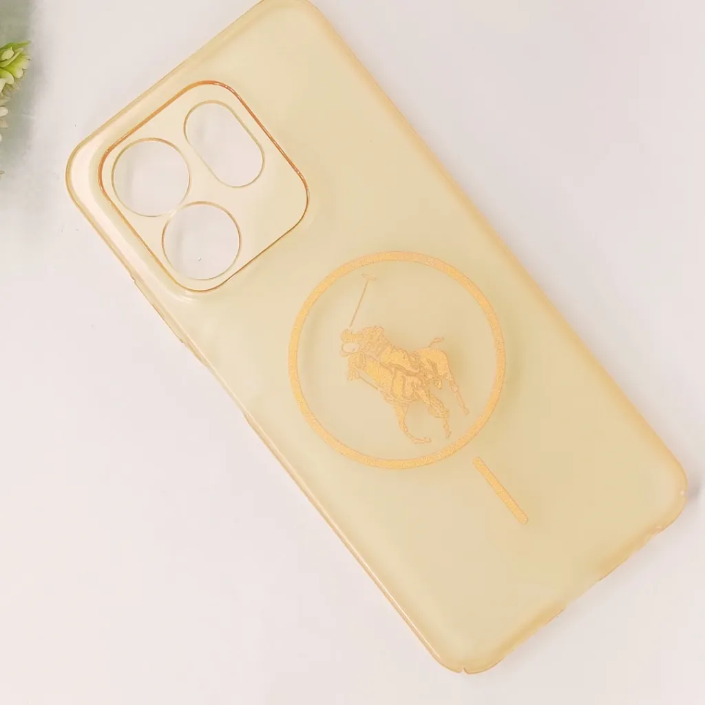 Infinix HOT 50i|Smart 9|Smart 9 HD 3D Matte Acrylic Side Cutt With Polo Magsafe Printed Back Case (Yellow)