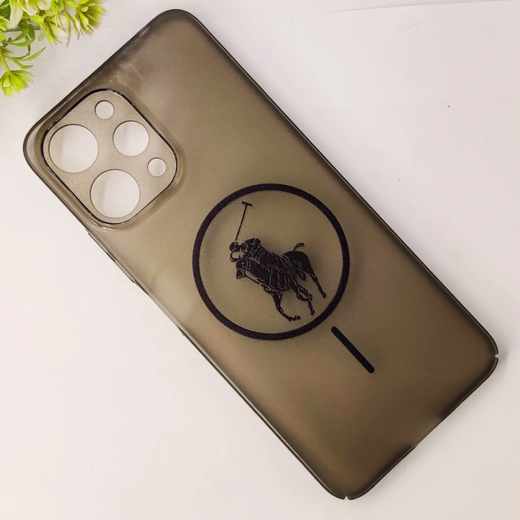 Redmi 12 4G 3D Matte Acrylic Side Cutt With Polo Magsafe Printed Back Case (Black)