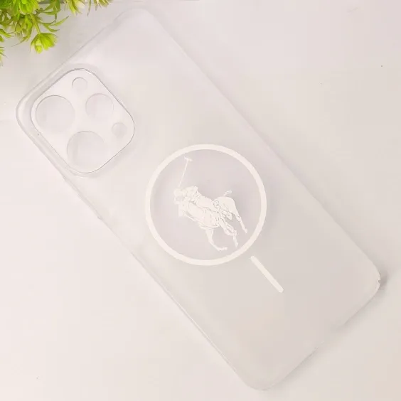 Redmi 12 4G 3D Matte Acrylic Side Cutt With Polo Magsafe Printed Back Case (Crystal)