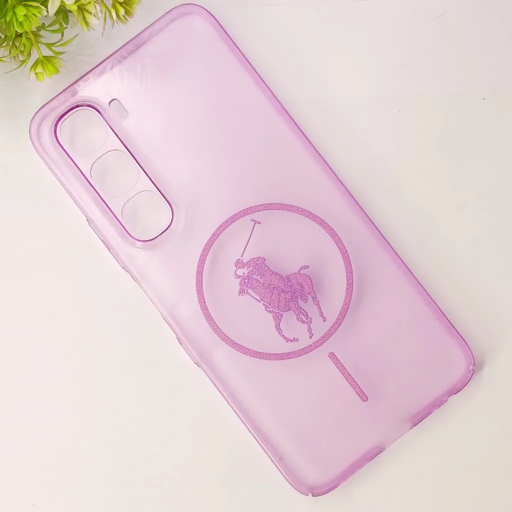 Infinix Hot 60 4G |Hot 60i 4G 3D Matte Acrylic Side Cutt With Polo Magsafe Printed Back Case (Light Purple)