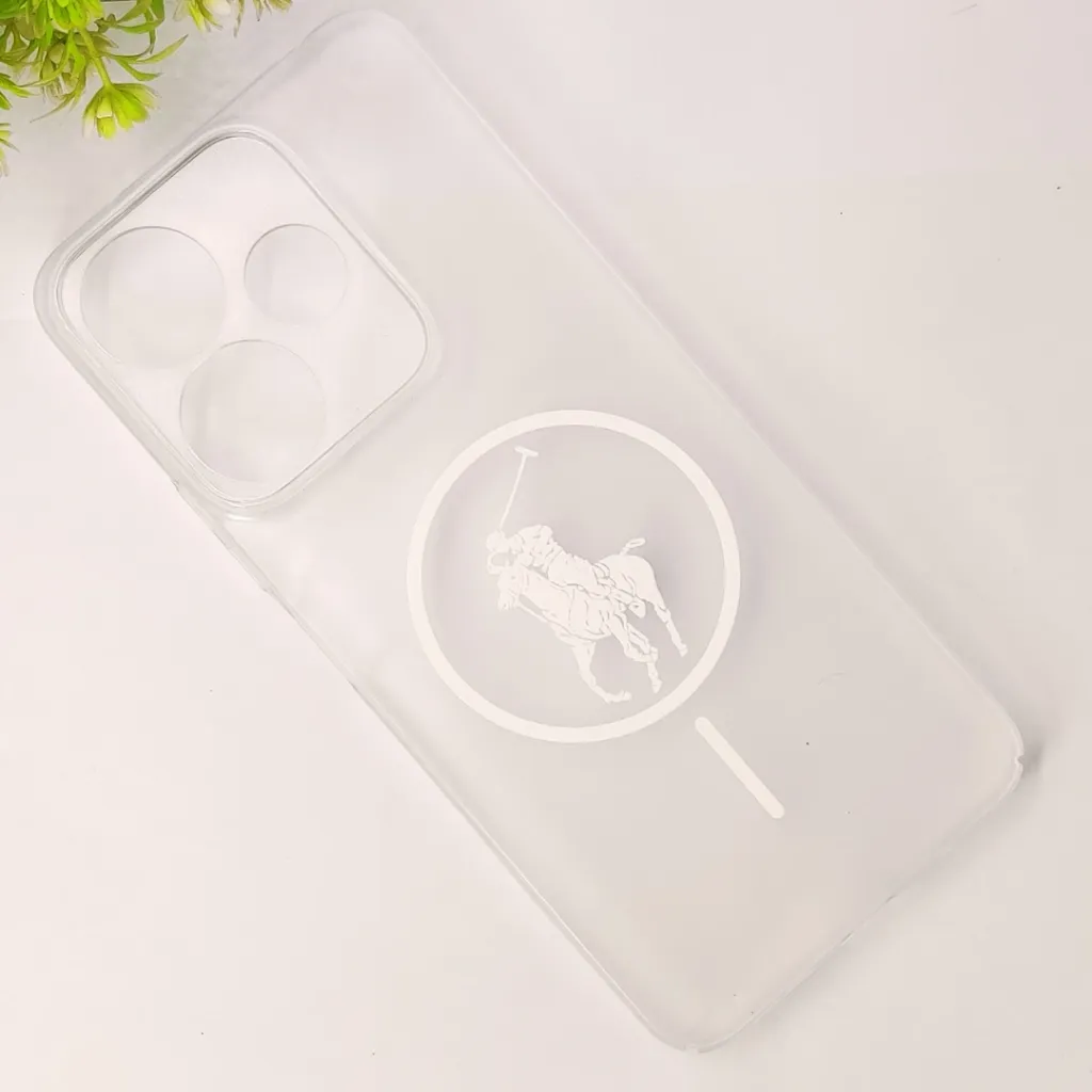 Redmi 13 4G 3D Matte Acrylic Side Cutt With Polo Magsafe Printed Back Case (Crystal)