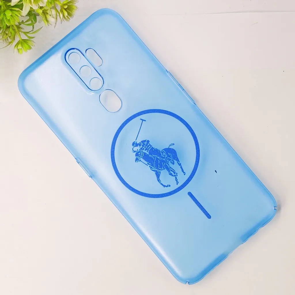 Oppo A5 2020|A9 2020 3D Matte Acrylic Side Cutt With Polo Magsafe Printed Back Case (Blue)