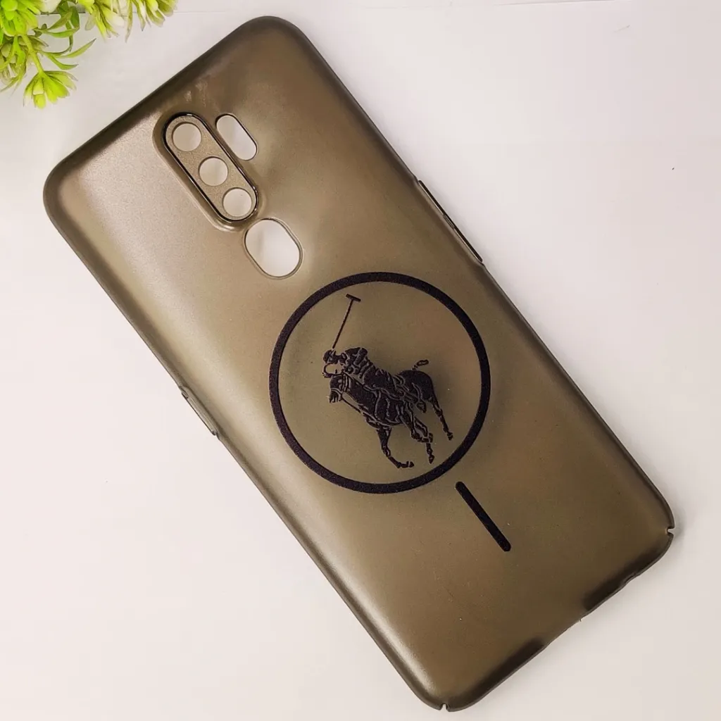 Oppo A5 2020|A9 2020 3D Matte Acrylic Side Cutt With Polo Magsafe Printed Back Case (Black)