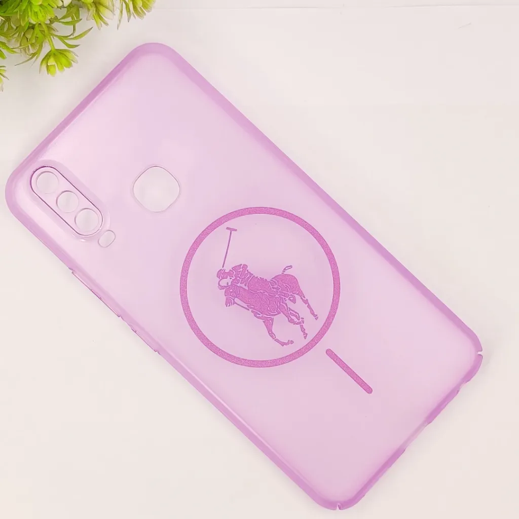 Vivo Y11|Y12|Y15|Y17 3D Matte Acrylic Side Cutt With Polo Magsafe Printed Back Case (Light Purple)