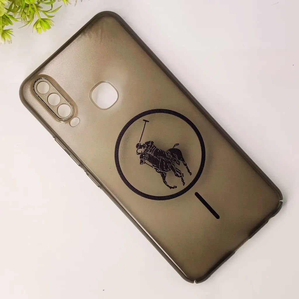 Vivo Y11|Y12|Y15|Y17 3D Matte Acrylic Side Cutt With Polo Magsafe Printed Back Case (Black)