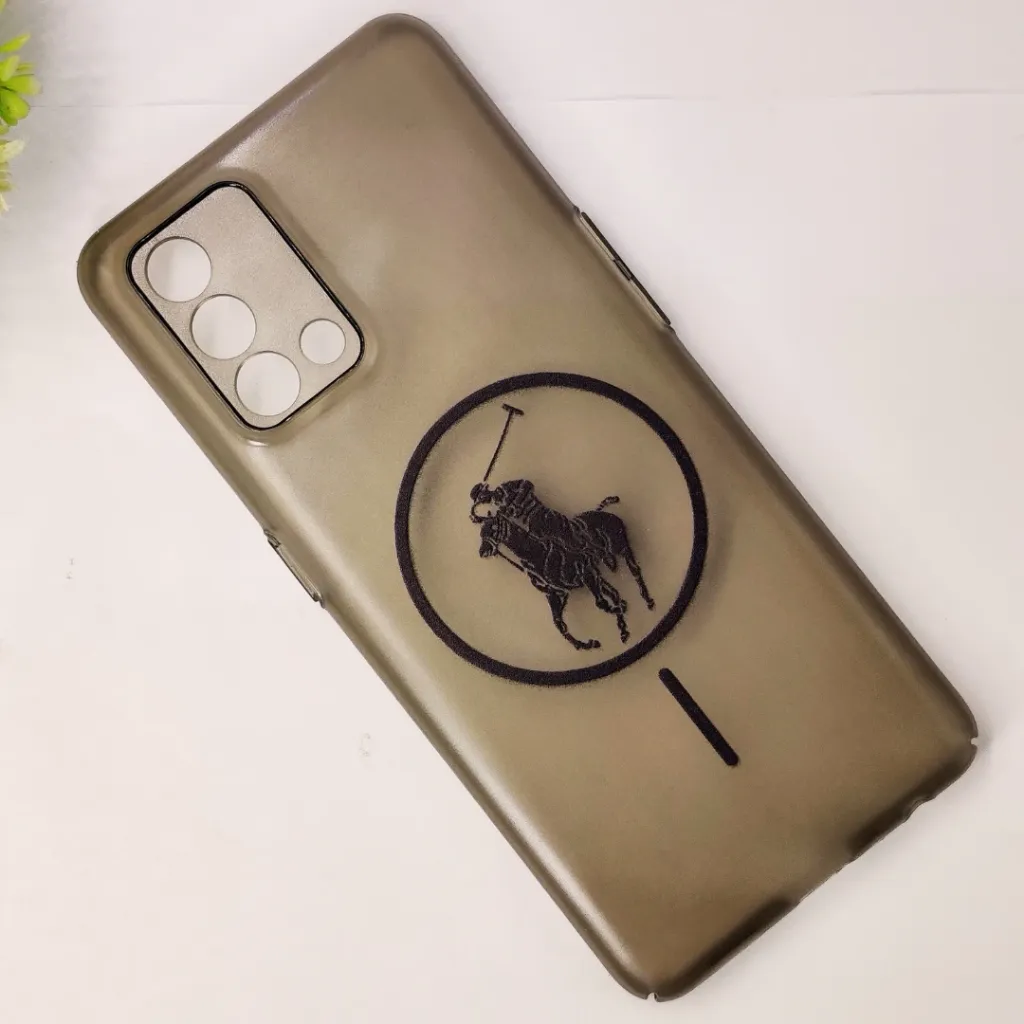 Oppo F19 4G 3D Matte Acrylic Side Cutt With Polo Magsafe Printed Back Case (Black)