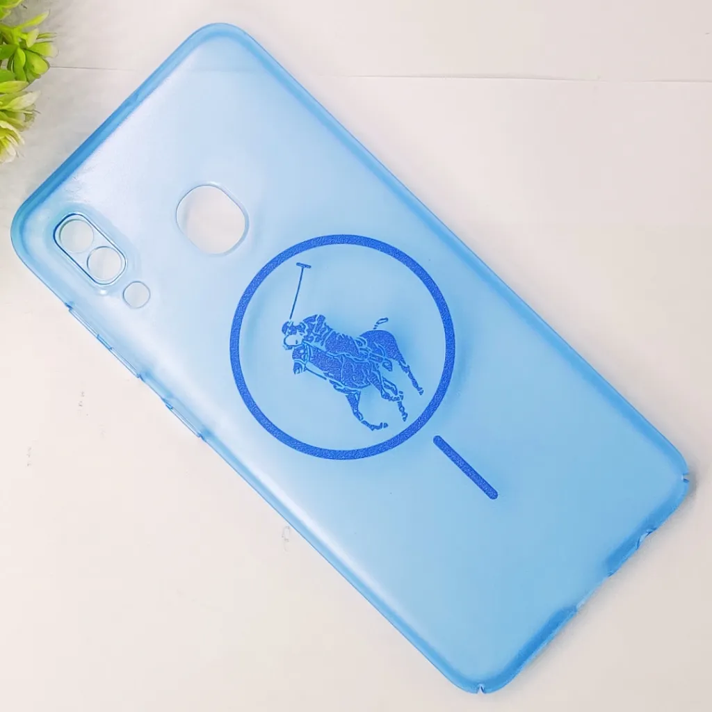 Samsung A20|A30 3D Matte Acrylic Side Cutt With Polo Magsafe Printed Back Case (Blue)