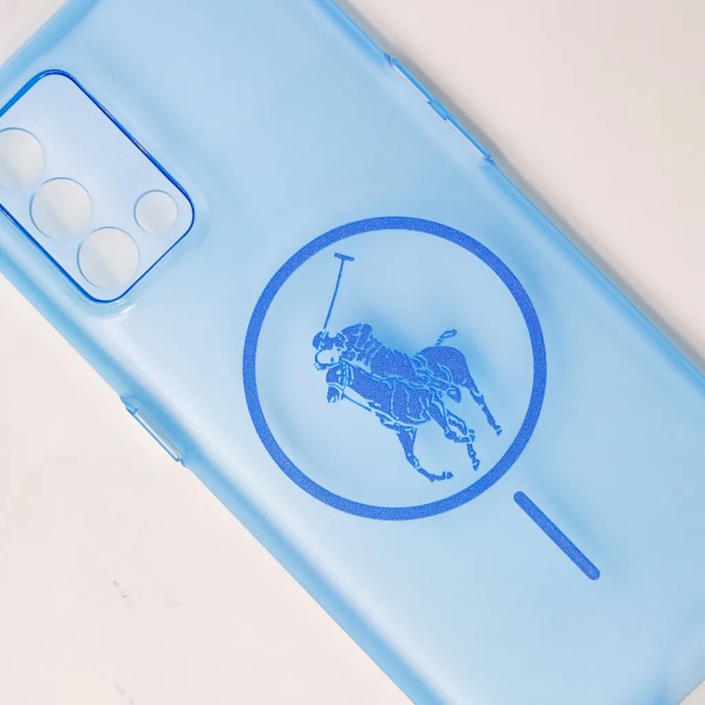 Oppo F19 4G 3D Matte Acrylic Side Cutt With Polo Magsafe Printed Back Case (Blue)