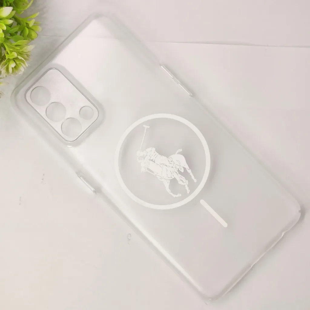 Oppo F19 4G 3D Matte Acrylic Side Cutt With Polo Magsafe Printed Back Case (Crystal)