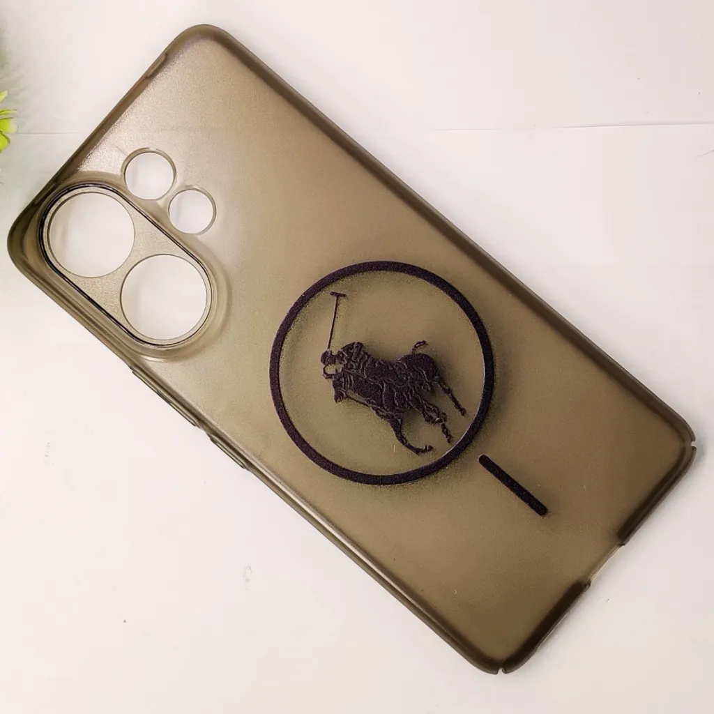 Vivo V60 5G 3D Matte Acrylic Side Cutt With Polo Magsafe Printed Back Case (Black)