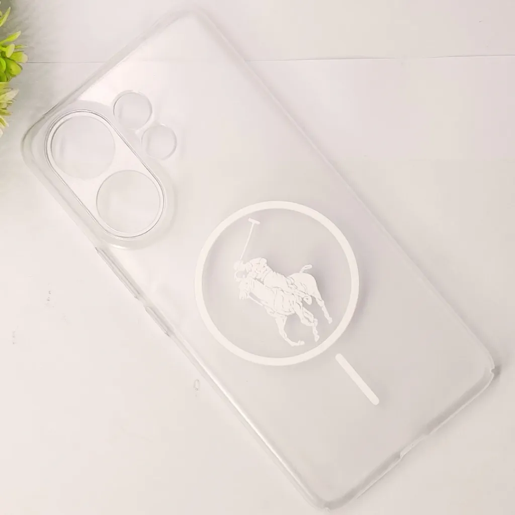 Vivo V60 5G 3D Matte Acrylic Side Cutt With Polo Magsafe Printed Back Case (Crystal)