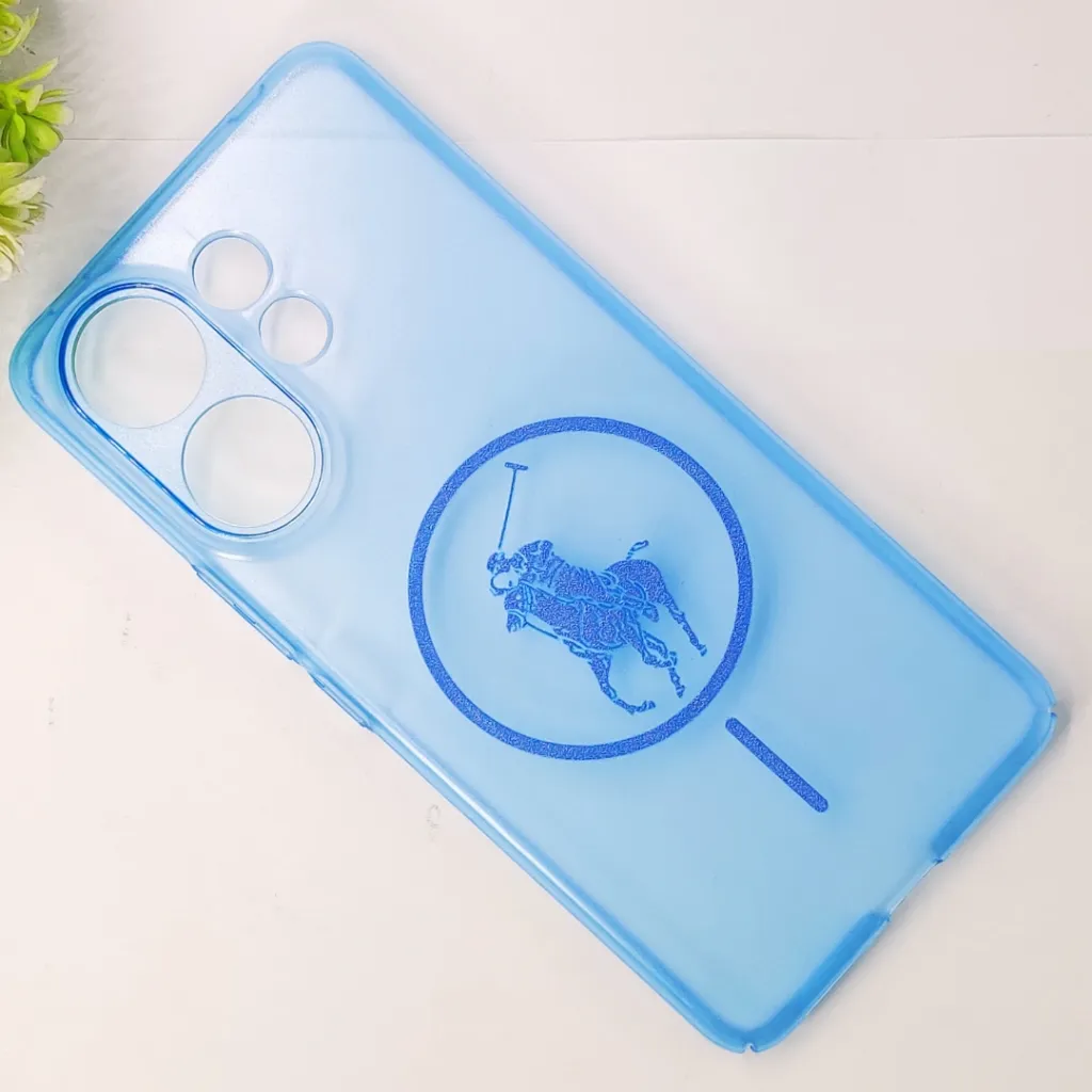 Vivo V60 5G 3D Matte Acrylic Side Cutt With Polo Magsafe Printed Back Case (Blue)