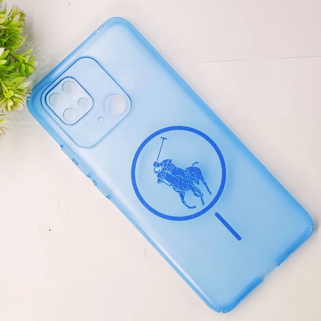 Redmi 10C 4G 3D Matte Acrylic Side Cutt With Polo Magsafe Printed Back Case (Blue)