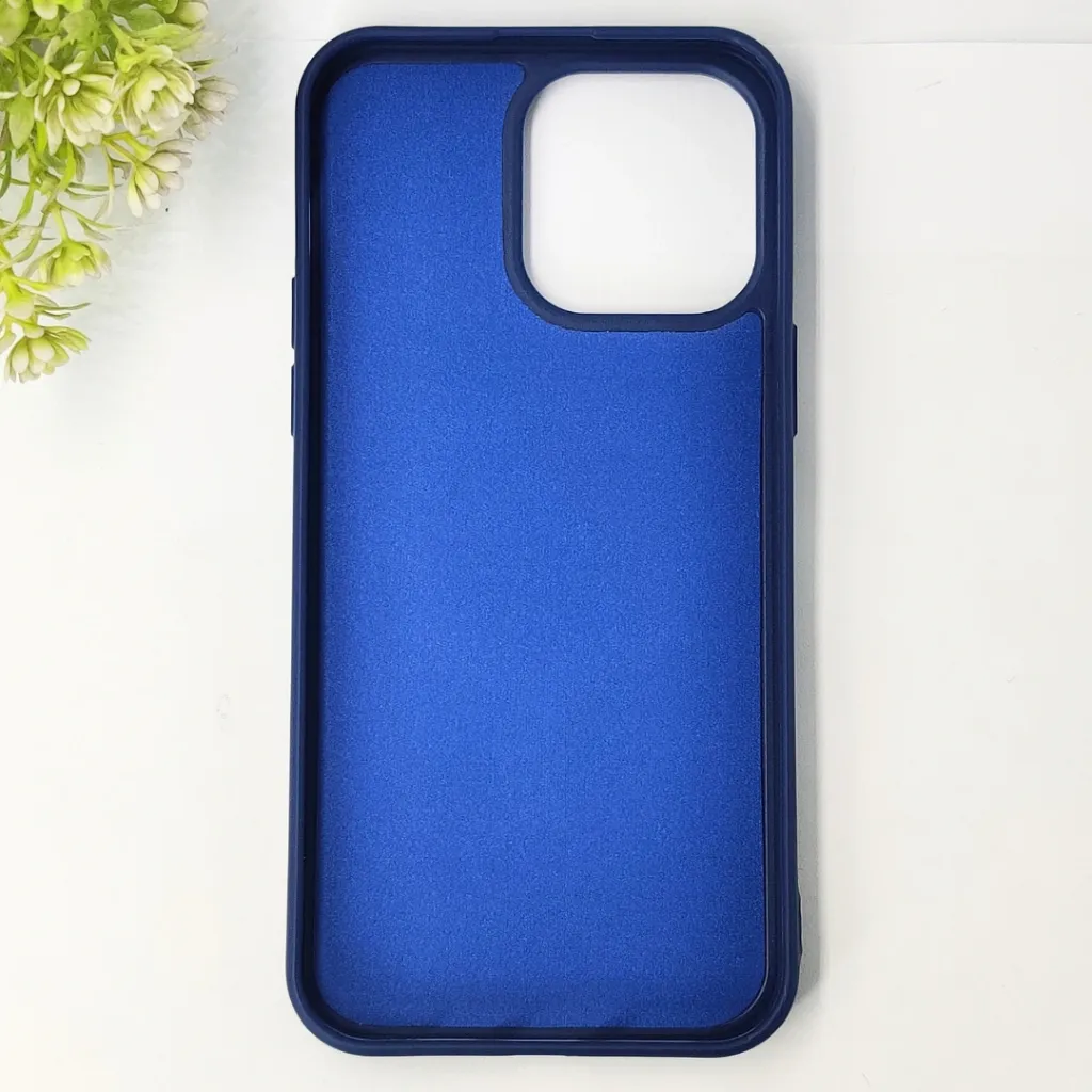 iPhone 14 Pro Max Premium 3D Polo Logo Leather With Magsafe Wireless Charging Compatible Back Case (Navy Blue)