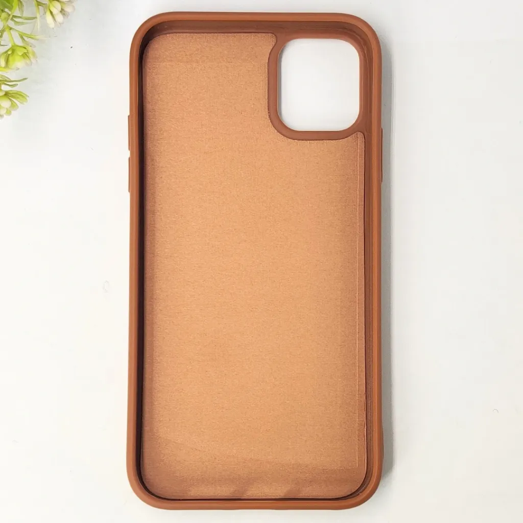 iPhone 11 Premium 3D Polo Logo Leather With Magsafe Wireless Charging Compatible Back Case (Brown)