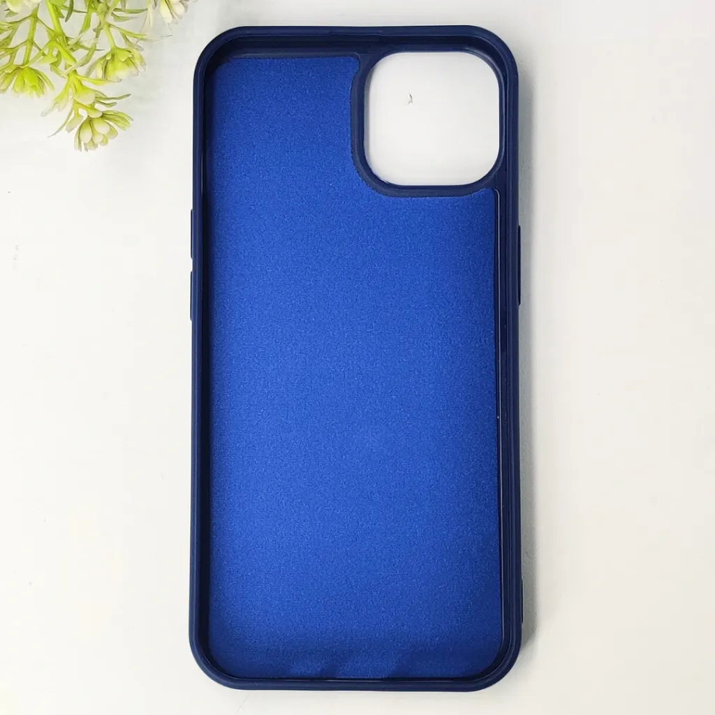 iPhone 14|iPhone 13 Premium 3D Polo Logo Leather With Magsafe Wireless Charging Compatible Back Case (Navy Blue)