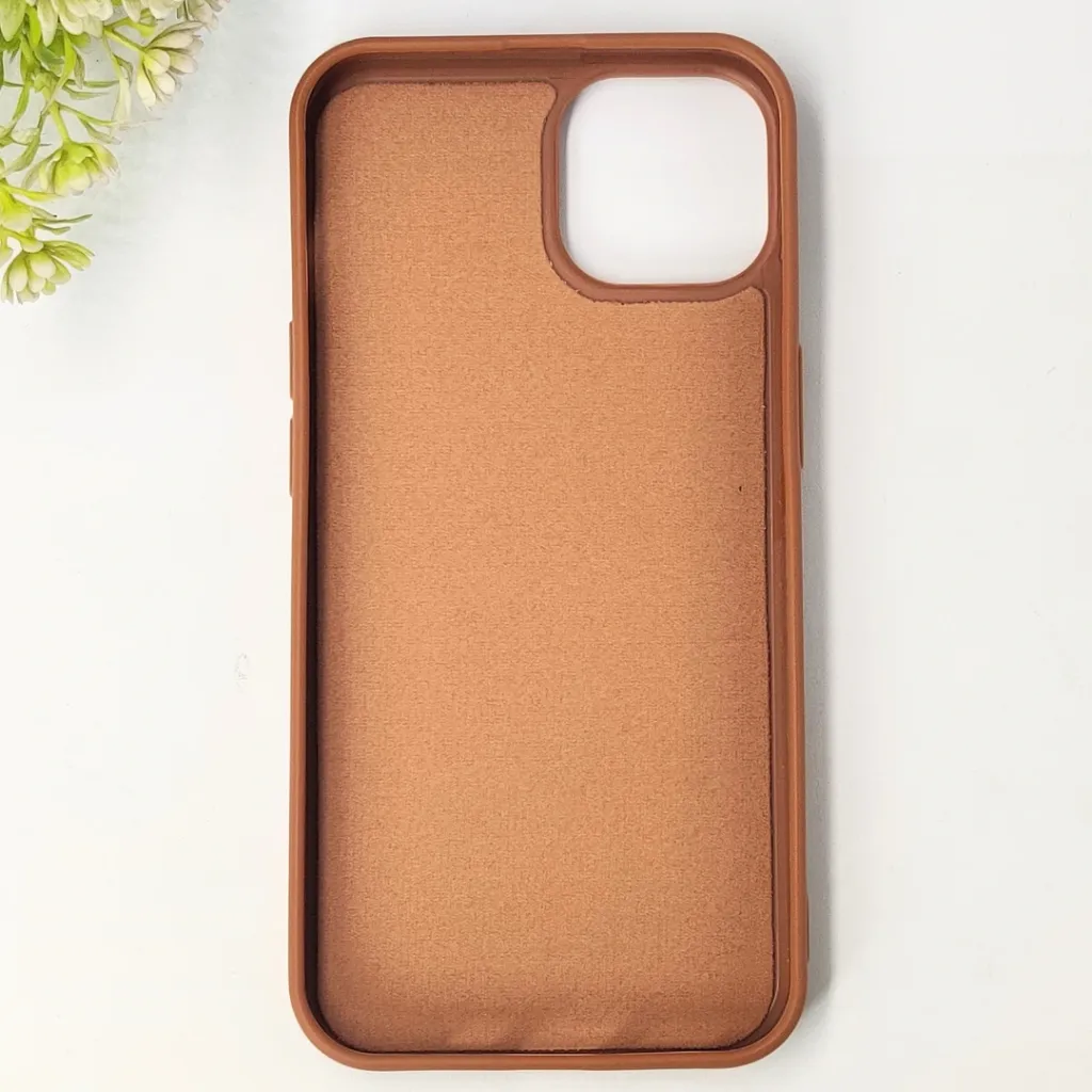 iPhone 14|iPhone 13 Premium 3D Polo Logo Leather With Magsafe Wireless Charging Compatible Back Case (Brown)