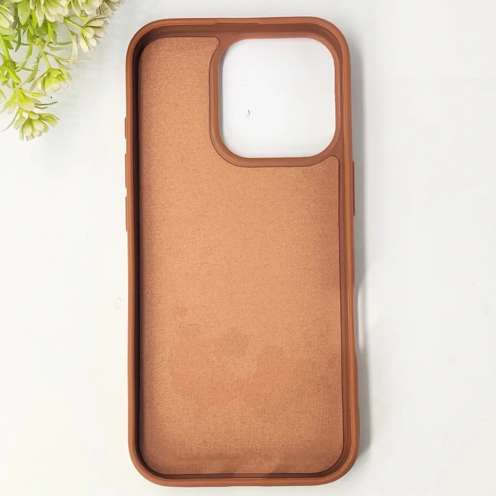 iPhone 16 Pro Premium 3D Polo Logo Leather With Magsafe Wireless Charging Compatible Back Case (Brown)